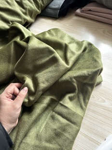 森绿色 单面 真丝羊绒布料 面料（宽1.45米左右）