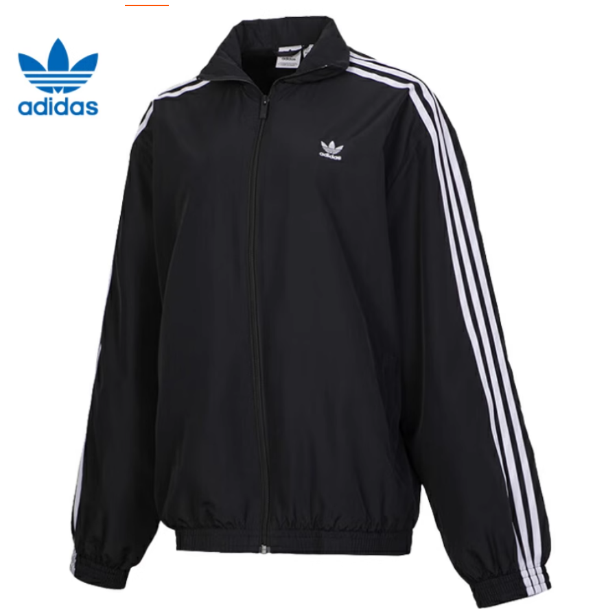 Adidas阿迪达斯三叶草女子运动立领宽松时尚防风夹克外套JD3392
