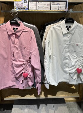 正品converse匡威 女子抽绳爱心装饰长袖衬衫10027658-A01-A02