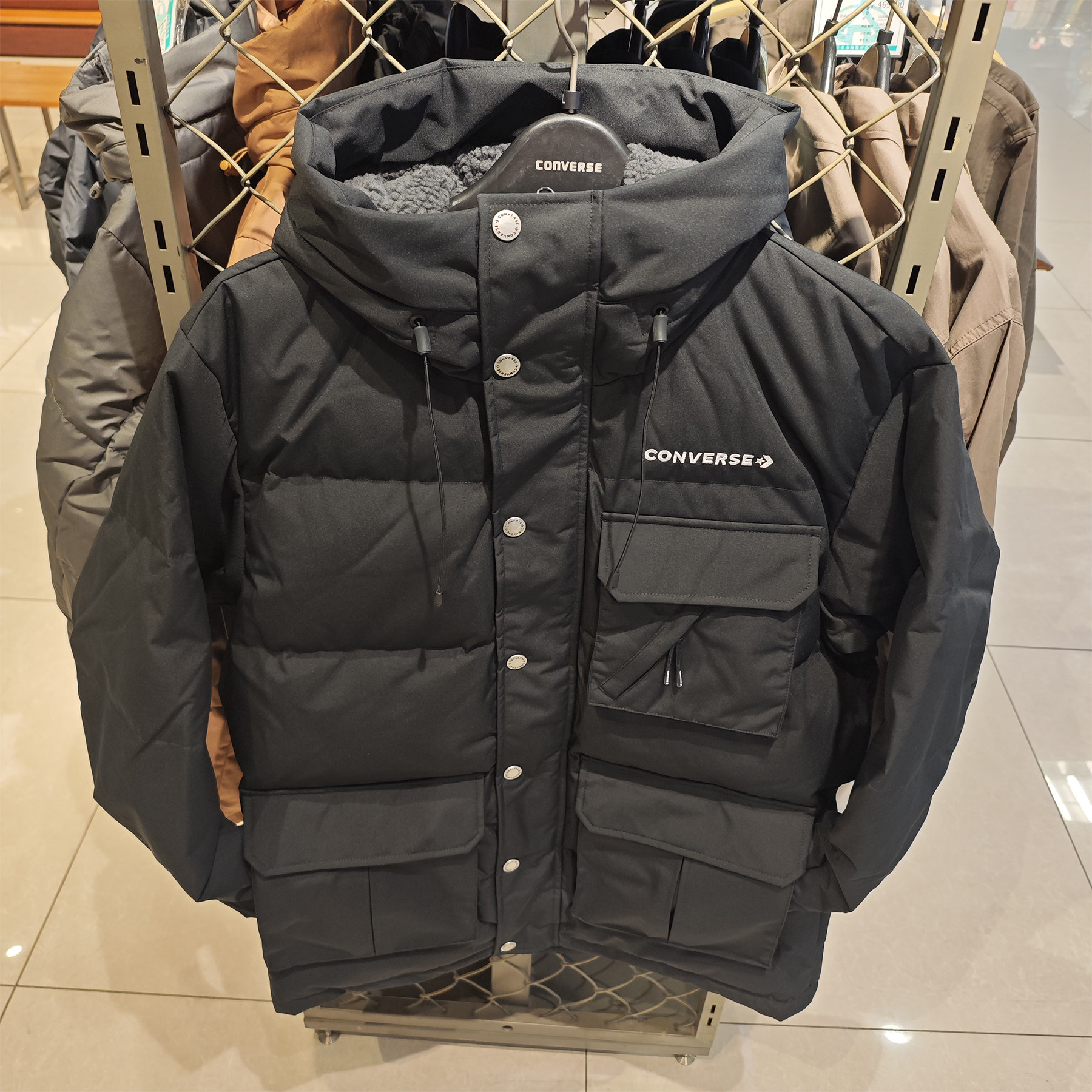 Converse匡威男女2024冬季多口袋连帽保暖羽绒服外套10026917-A02