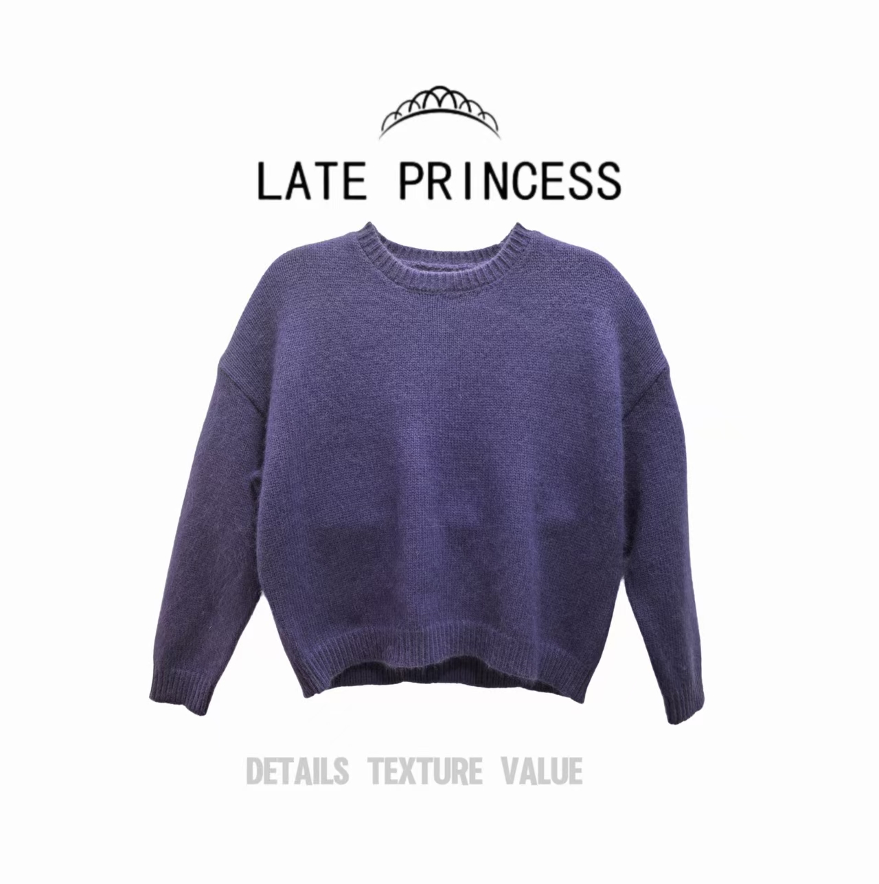 LATE PRINCESS【环球记】冬装新款圆领简约时尚针织毛衣