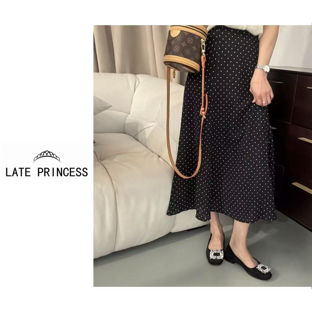 LATE PRINCESS【波点半裙】夏季新款复古波点中长款鱼尾裙半裙