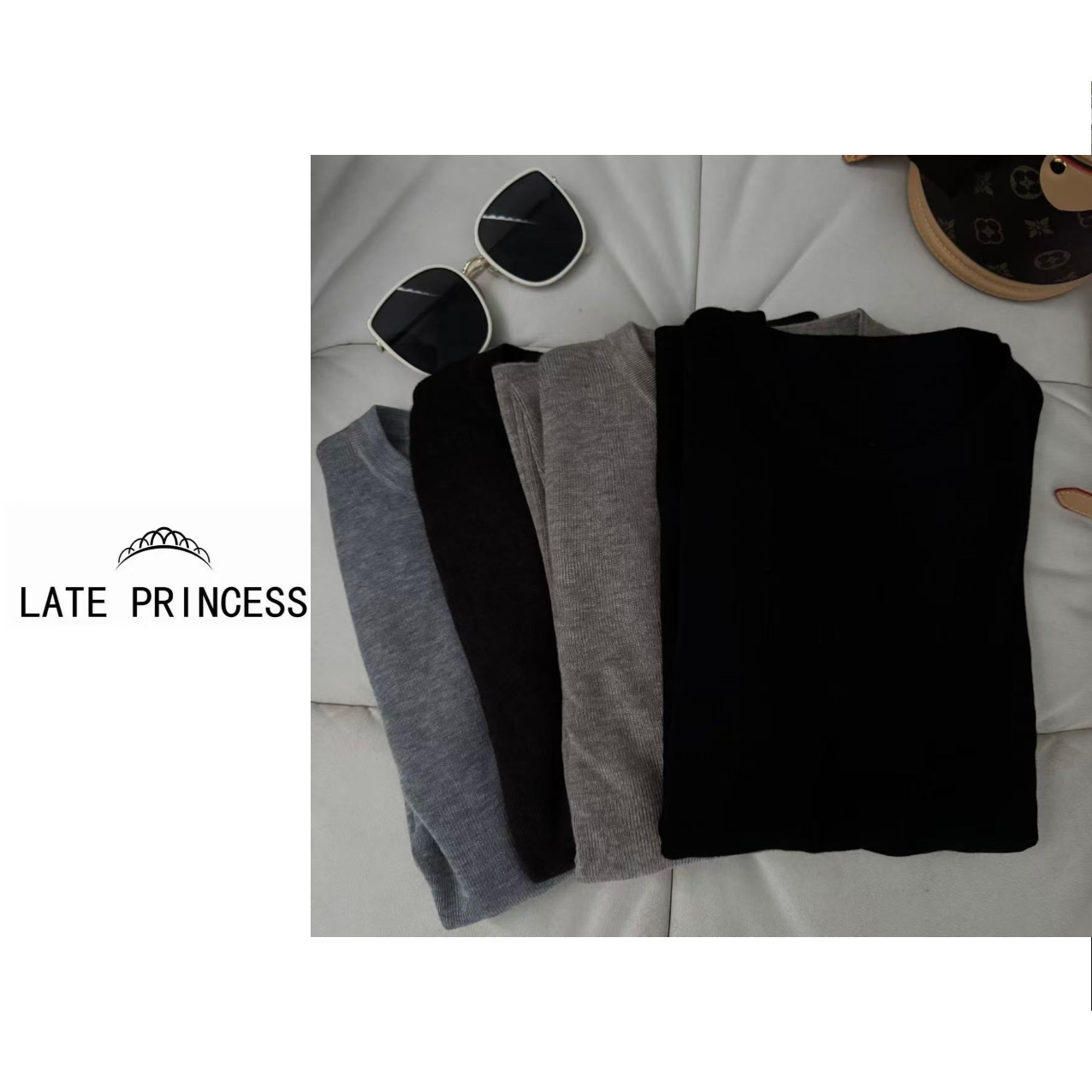 LATE PRINCESS【云汐】2025秋季新款羊毛针织衫圆领打底上衣