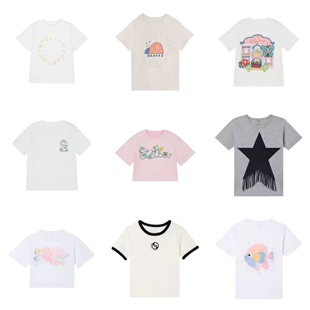 T恤卡通趣味印花套头衫 上衣log 26春夏女童短袖 现货Stella童装