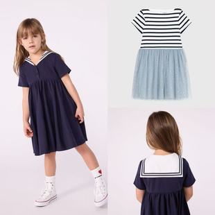 现货Petit 25秋冬女童纯棉连衣裙可爱印花A字裙 Bateau童装