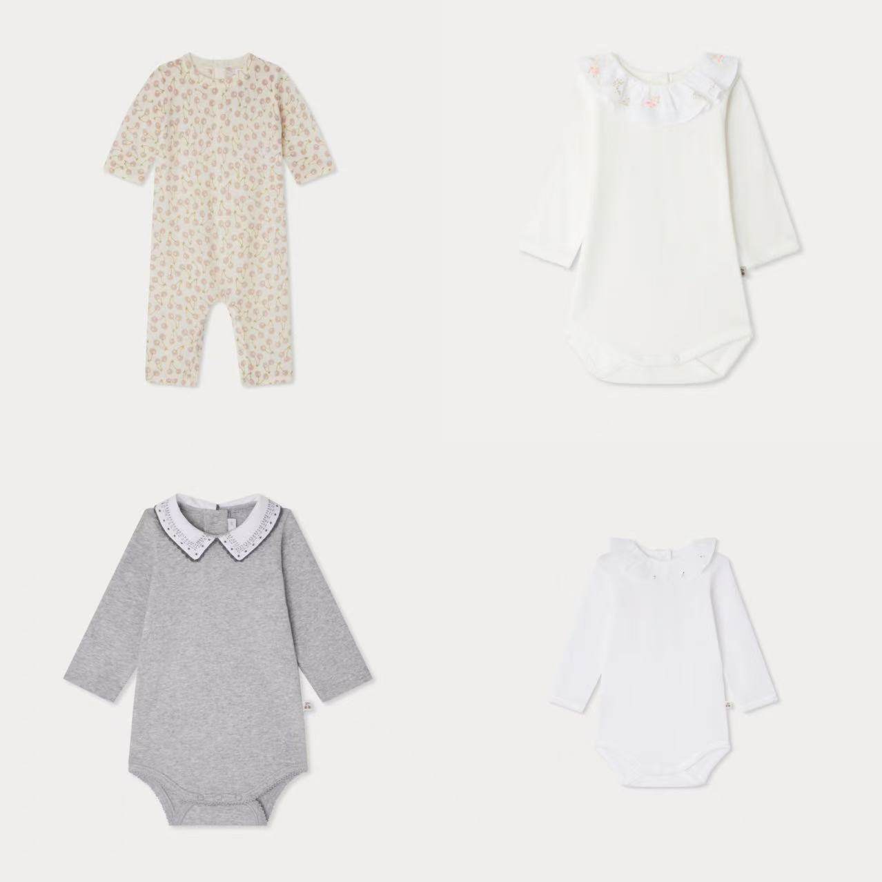 bonpoint纯色连体衣爬服哈衣长袖