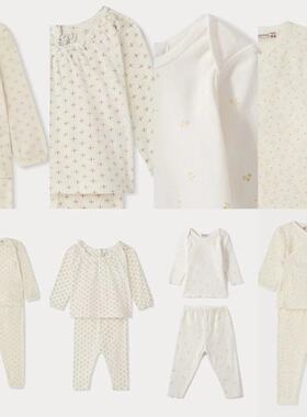 3z现货bonpoint童装24秋冬宝宝睡衣套装印花小童长袖爬服家