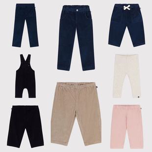 打底裤 4z现货Petit 背带裤 24秋冬男童婴儿灯芯绒长裤 Bateau童装