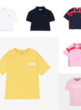3z现货MSGM童装25春夏女童字母logo印花短袖T恤上衣polo