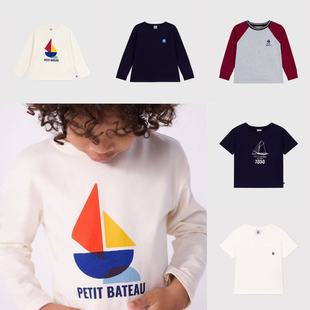 T恤圆领条纹男童 25秋冬长袖 现货Petit Bateau童装