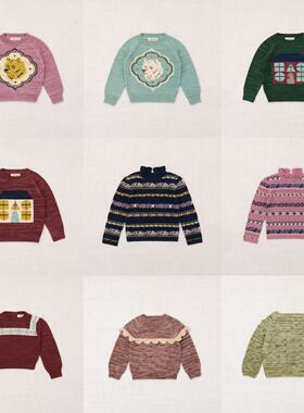 部分现货Misha & Puff童装25秋冬儿童羊毛毛衣休闲圆领套头衫