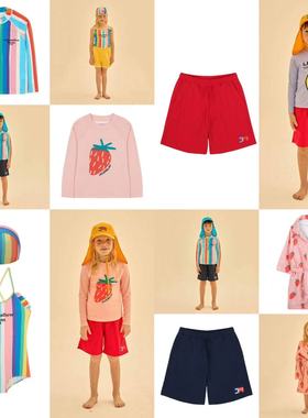 现货Jelly Mallow童装25春夏儿童连体泳衣吊带游泳衣浴巾修身