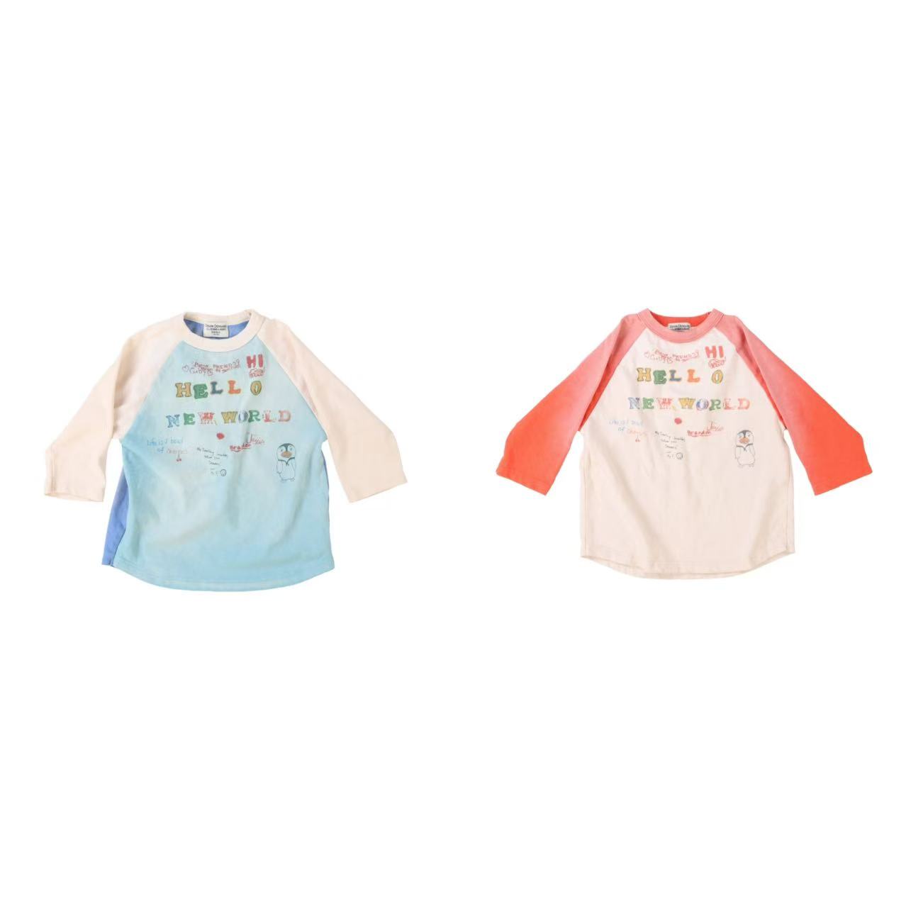 日系休闲儿童长袖打底T恤拼接