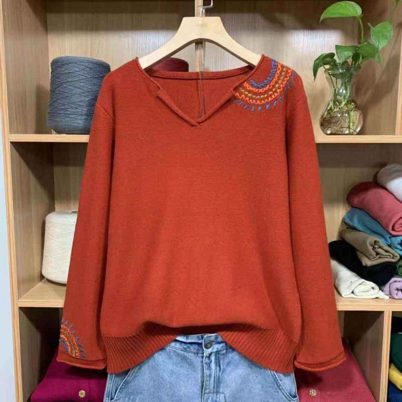 针织女装休闲长袖套头纯棉线