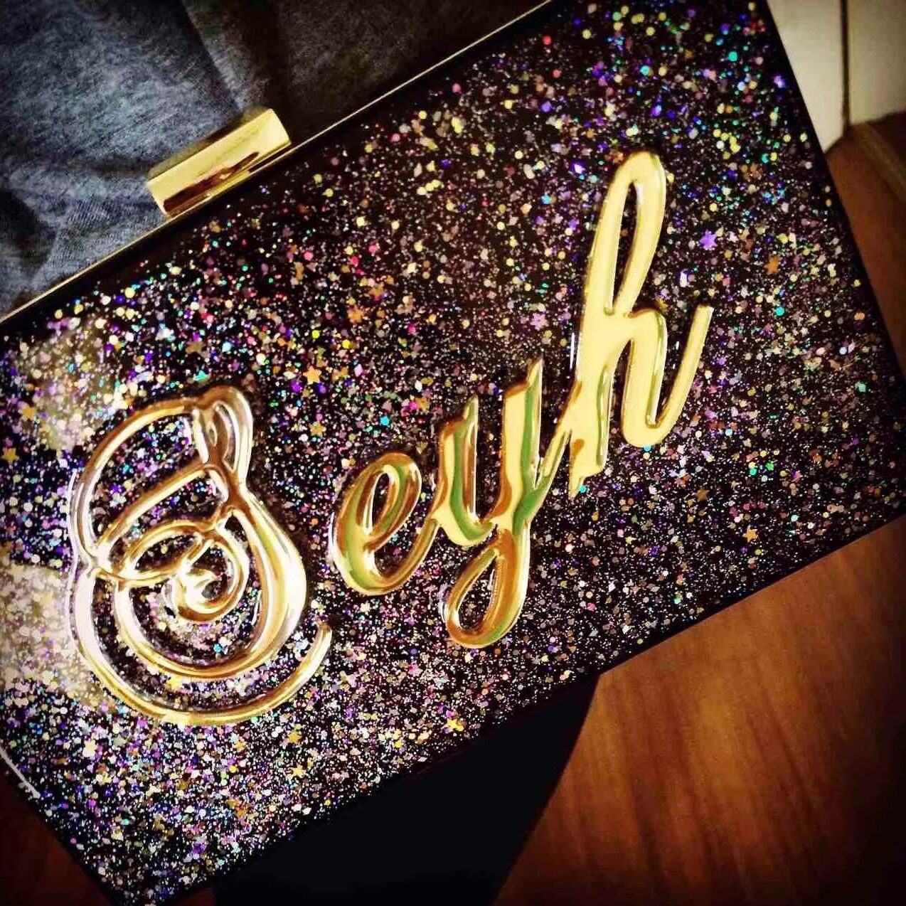 blingblingsister同款名字个性定制生日包礼物包晚宴链条水晶包