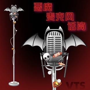 live2d虚拟主播VUP公用成品vts挂件麦克风话筒万圣节小恶魔D006