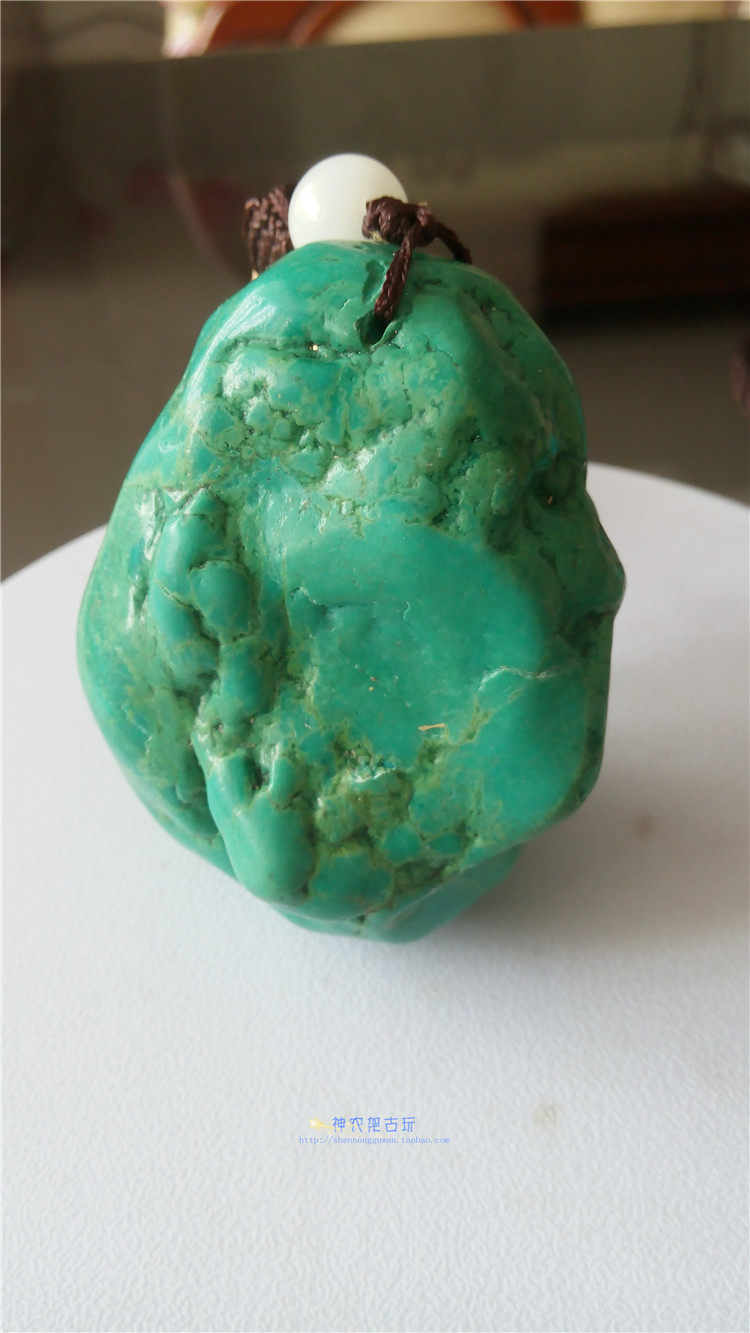 HUBEI NATURAL ORE HIGH BLUE PORCELAIN PINE ROUGH STONE THE SHAPE OF TURQUOISE HANDLE PENDANT WAIST HANGING HAND PLAY STONE