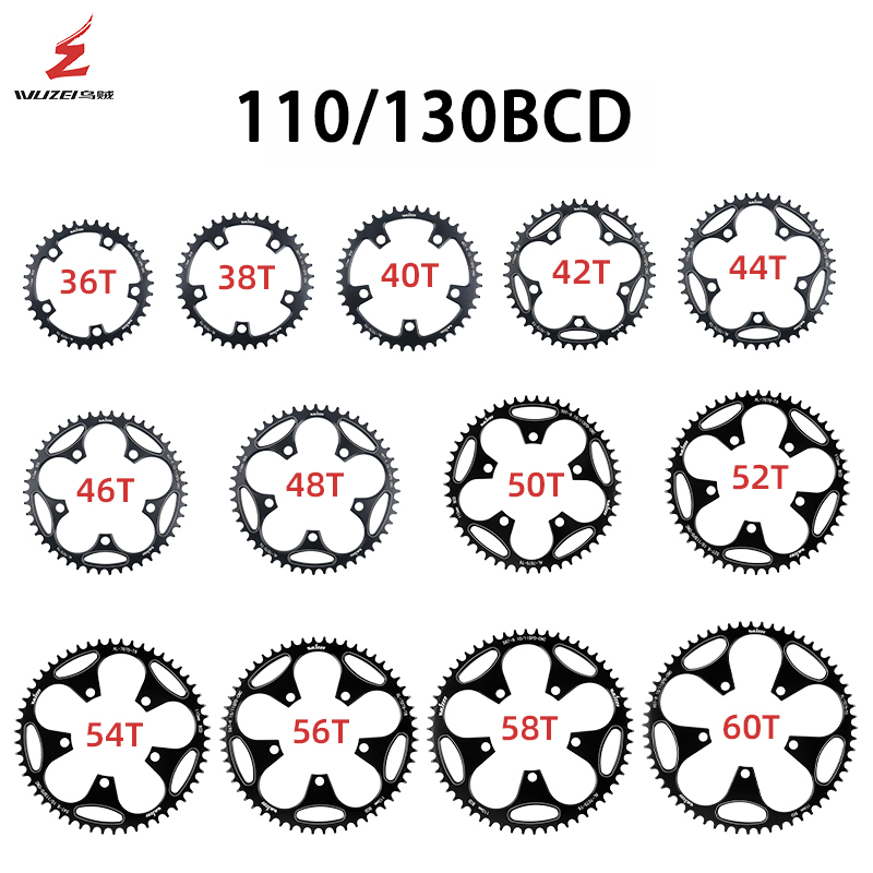 公路车五爪110/130BCD-36T42T50T60T正负齿盘片改装单速牙盘