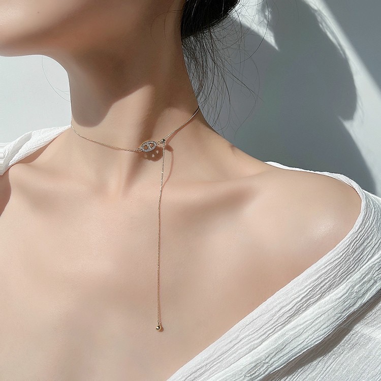 猪鼻子抽拉式项链法式毛衣链