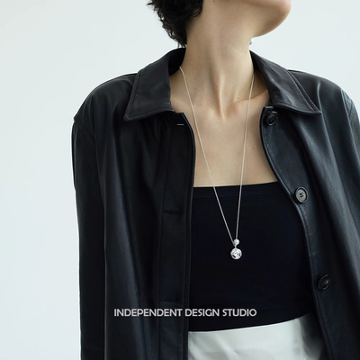 小众设计金银撞色珍珠吊坠长款项链高级感轻奢小众简约休闲毛衣链