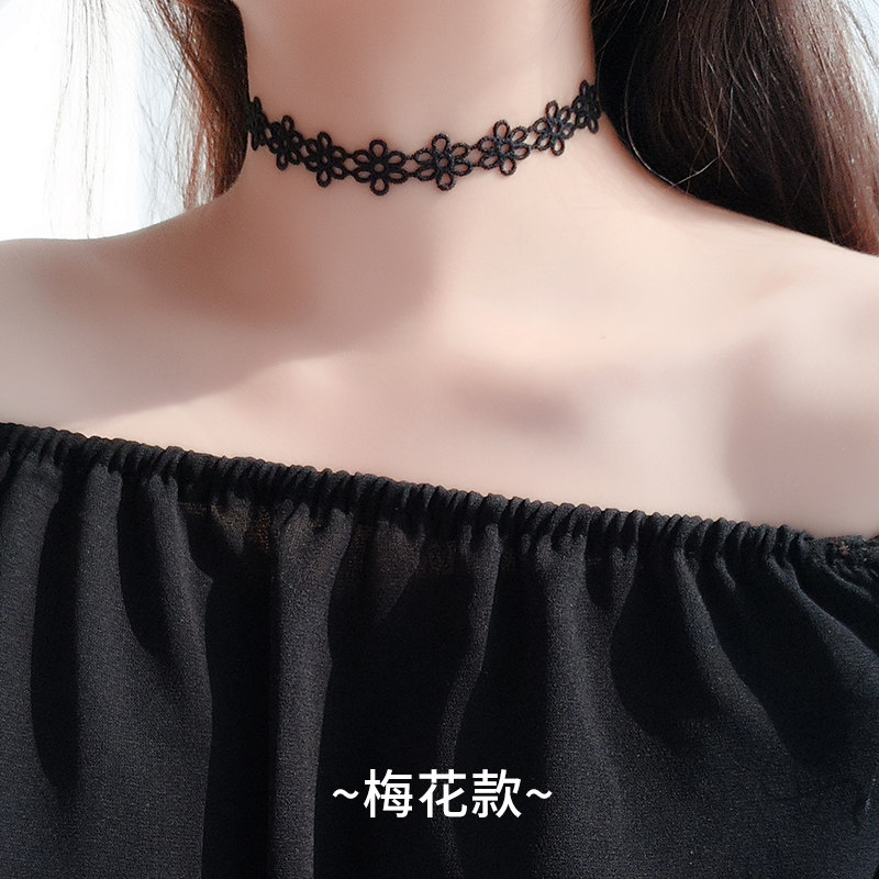 choker项圈项链黑色锁骨链女纯银简约日韩国脖子饰品甜酷颈链颈带