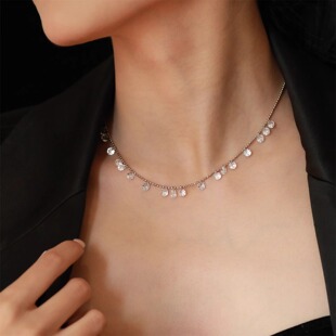 小气泡高碳钻星河抽拉叠戴项链女款2026新款小众设计感甜美锁骨链