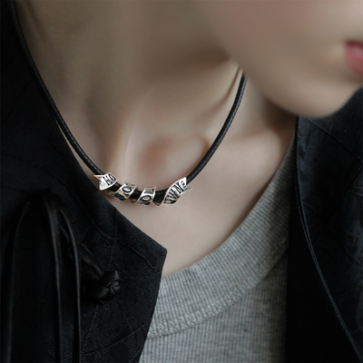 酷飒感！黑色蜡绳项圈choker