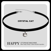 HAPPY小黑猫项圈女颈带锁骨链choker项链轻奢小众脖颈链春夏配饰