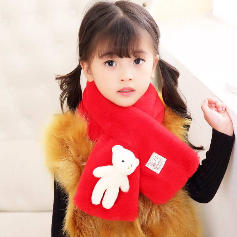유행 어린이 스카프 가을 겨울 두꺼워지고 벨벳 어린이 플러시 스카프 소년과 소녀    벨벳 스카프