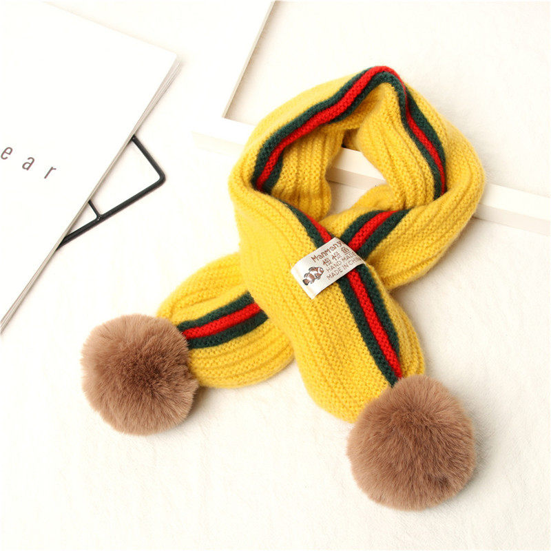 가을과 겨울 여성용  및 어린이 스카프 소년과 소녀를위한 두꺼운 따뜻한 양모 니트 스카프  한국식 모피 볼 목 커버