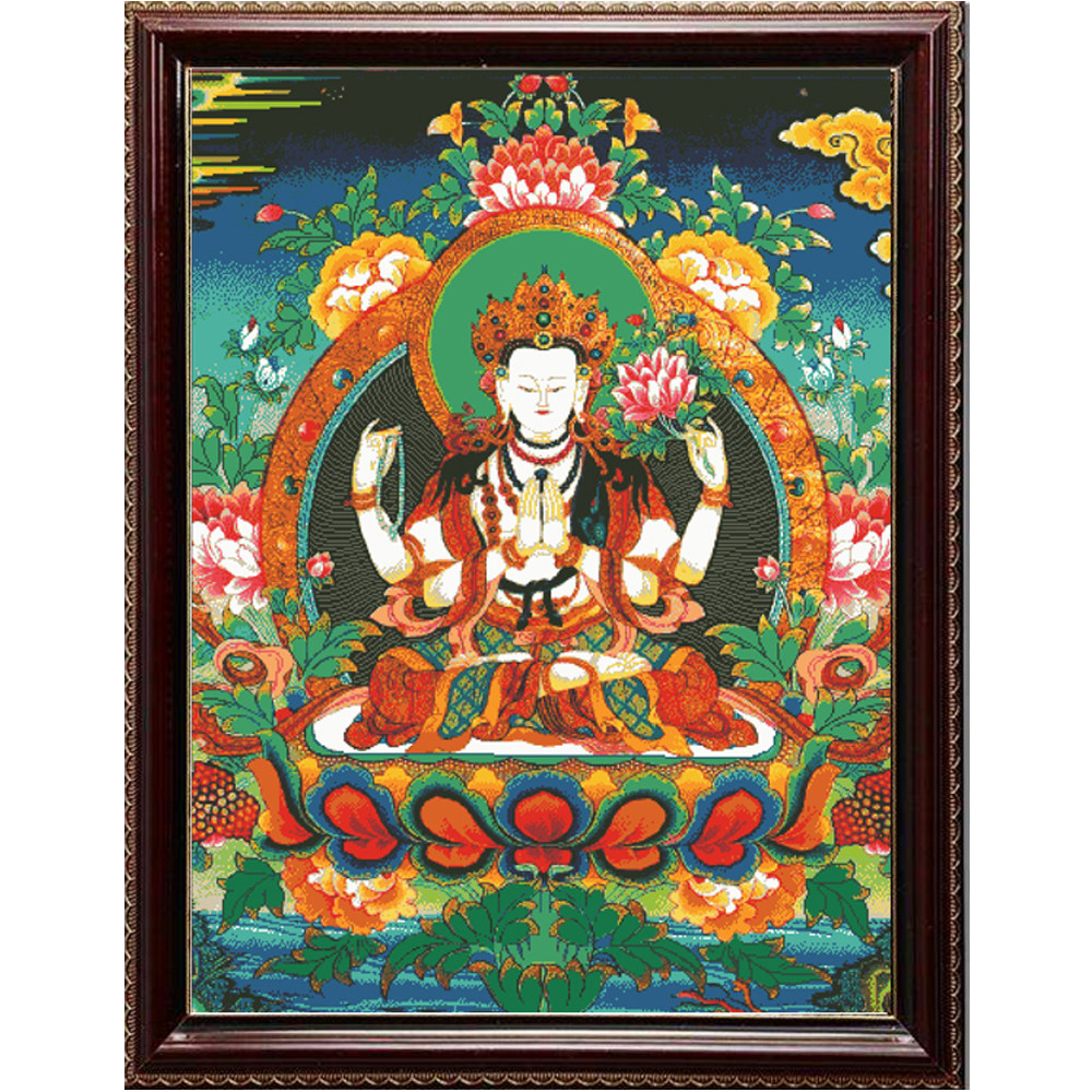 精品新款满绣四臂观音十字绣套件清晰印花不偏格简单易绣送小工具