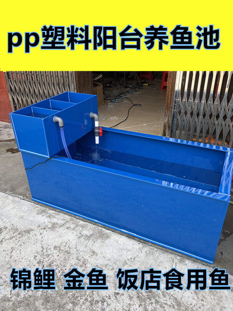 蓝色PP塑料过滤鱼缸阳台家用锦鲤缸室外养鱼池花园金鱼池鱼箱定制