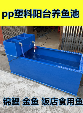蓝色PP塑料过滤鱼缸阳台家用锦鲤缸室外养鱼池花园金鱼池鱼箱定制