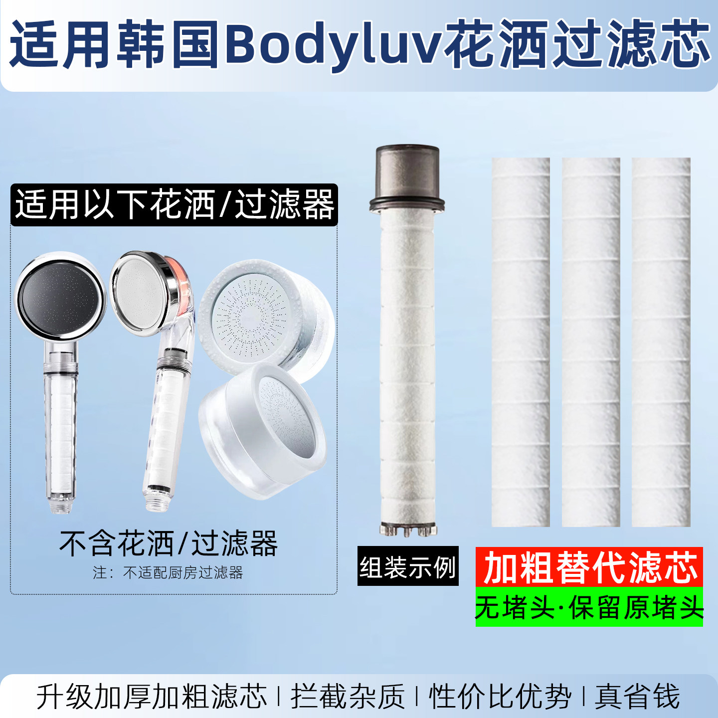 适配韩国Bodyluv花洒过滤芯龙头过滤器替换PP棉棒芙尔森喷头净水