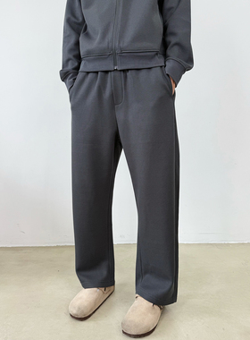 BurnBro老钱风华夫格运动卫裤男女简约舒适宽松百搭直筒休闲长裤