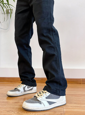 BurnBro美式高街弹力黑色直筒牛仔裤男vibe风百搭宽松休闲长裤子