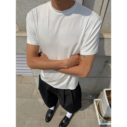莫代尔轻薄凉感美式修身短袖