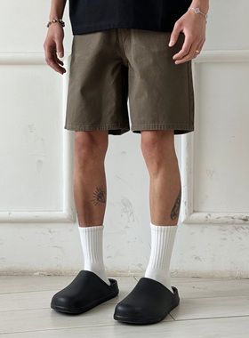 BurnBro美式复古休闲夏百搭显瘦直筒五分裤男女cleanfit牛仔短裤