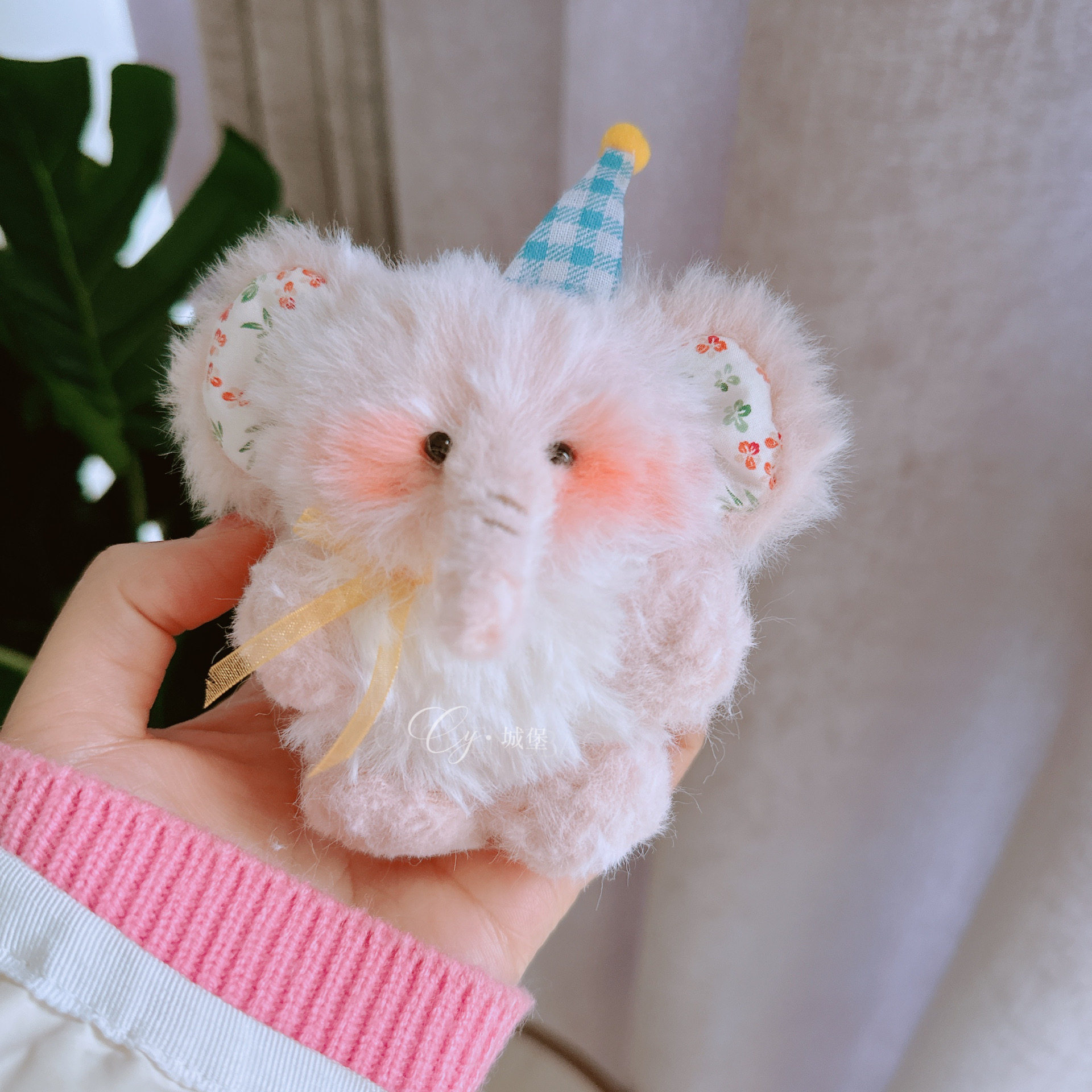 可爱毛绒大象粉色适用苹果4代耳机壳AirPods pro2保护套无线蓝牙耳机盒3卡通手工编织DIY女生日礼物玩偶韩