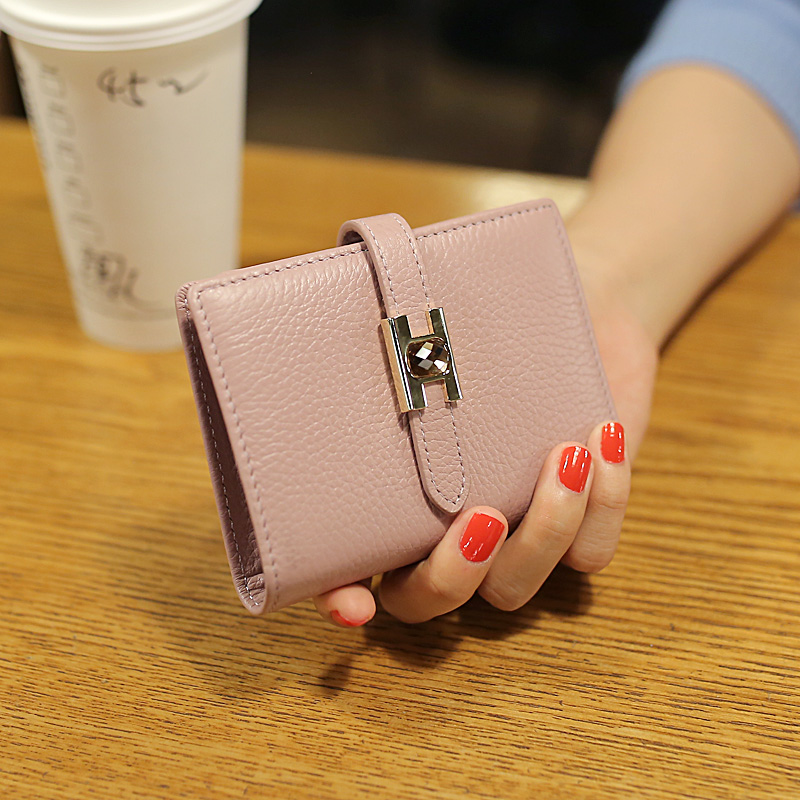 2021新款潮欧美真皮短款小钱包蛇纹搭扣女士韩版牛皮卡位钱夹皮夹