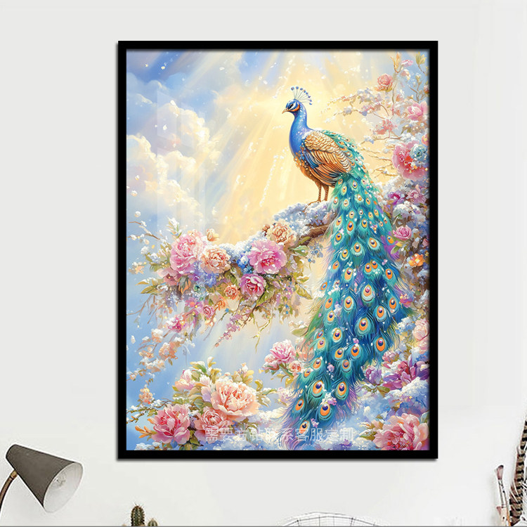 孔雀钻石画唯美梦幻花开富贵贴钻十字绣客厅卧室2024新款钻石绣,居家布艺,钻石绣,淘宝优惠券,粉丝福利购,淘宝优惠卷