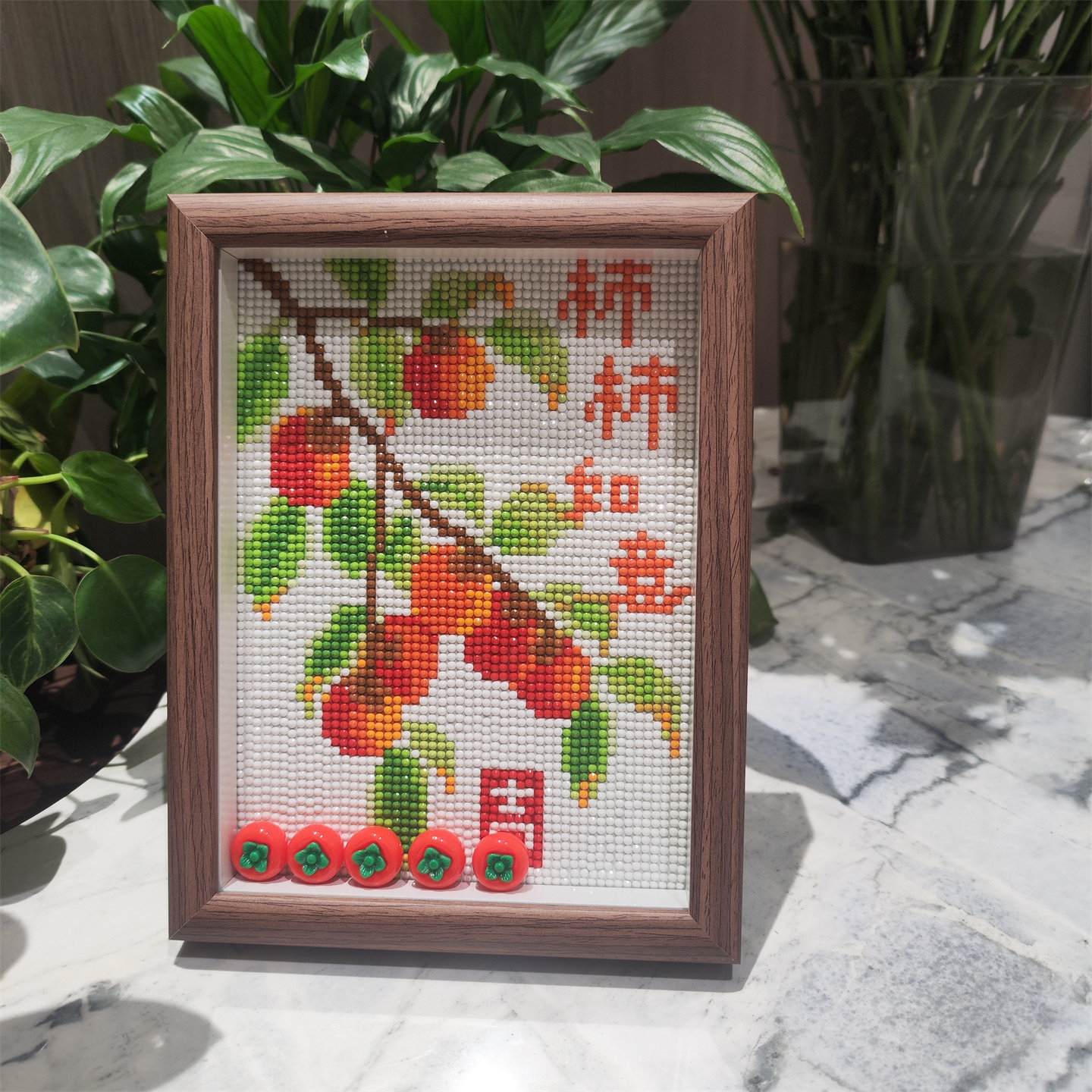 柿柿如意吉祥喜庆钻石画送画框