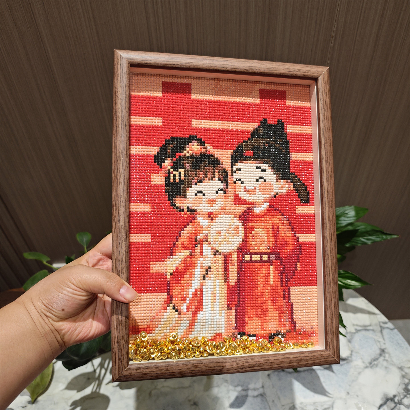 结婚喜庆古风婚礼钻石画【送画框】2026新款手工钻石绣高颜值摆台