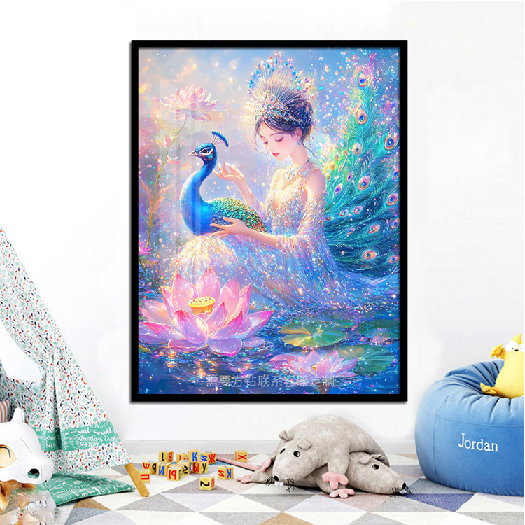 孔雀公主钻石画梦幻卡通动漫少女儿童手工5d贴钻十字绣卧室2024新
