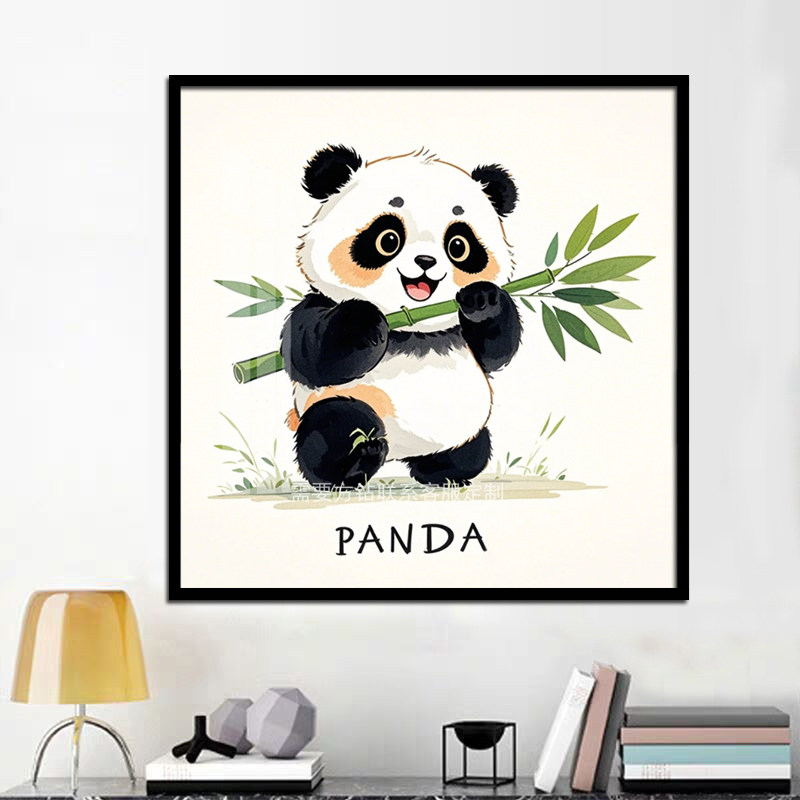 卡通可爱小熊猫手工贴钻石绣