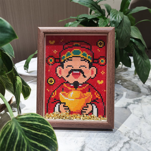 钻石画财神【送画框】手工贴钻