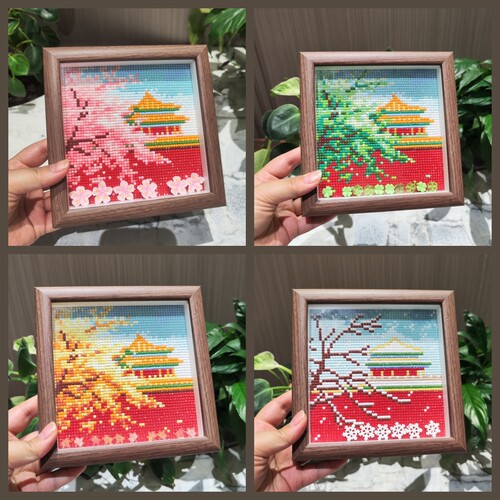 故宫四季风景钻石画【送画框】浪漫季节2026新款小幅花卉钻石绣