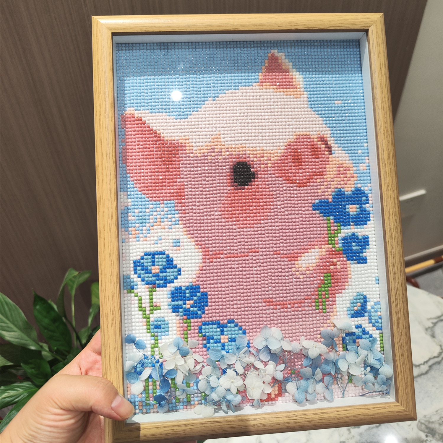 捧花小猪2025新钻石画送绣球干花