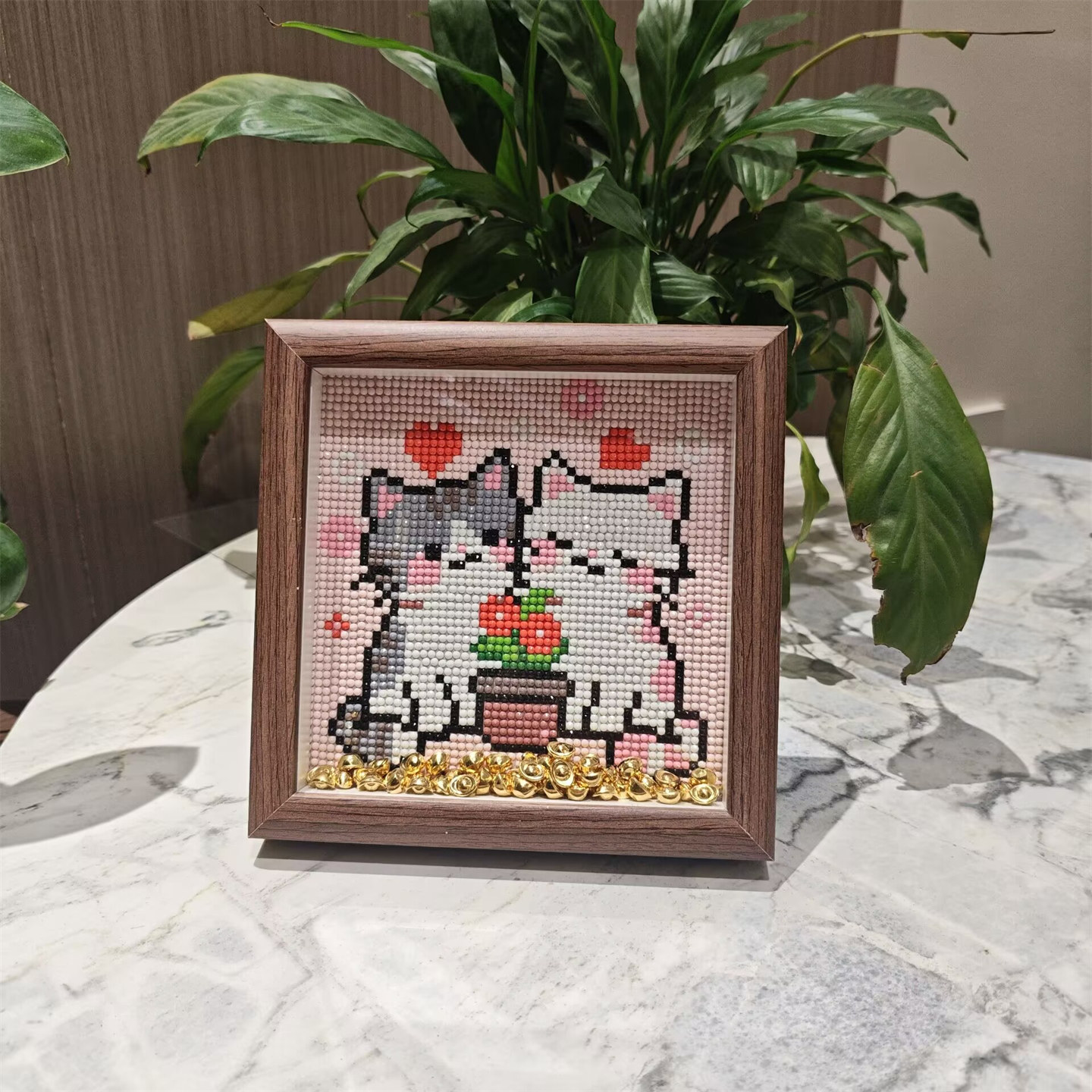 卡通猫咪情侣【送画框】可爱钻石画卡通2026新款手工钻石绣摆台