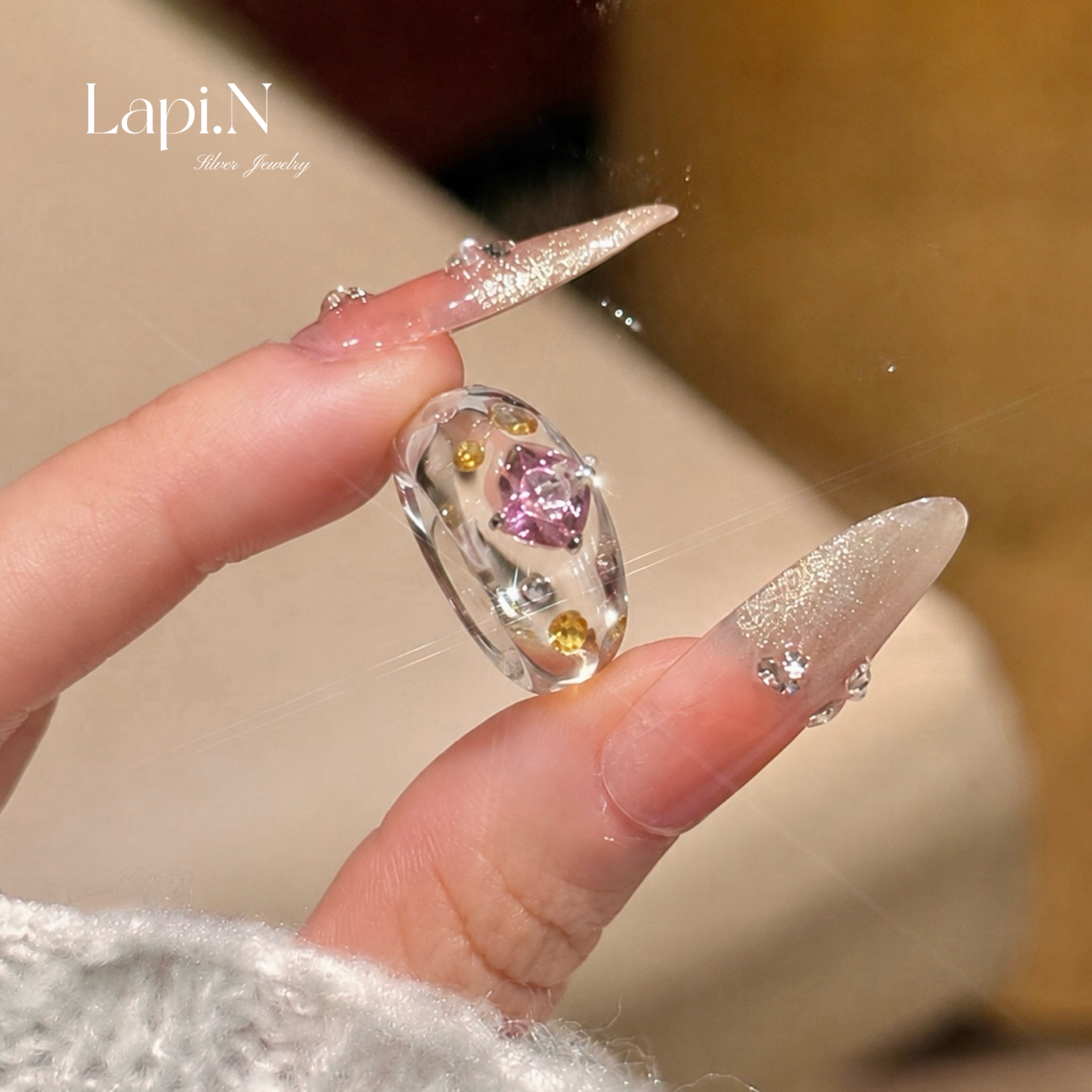 ins新款水晶戒指气质仙女个性小众设计简约甜美日常通勤百搭指环
